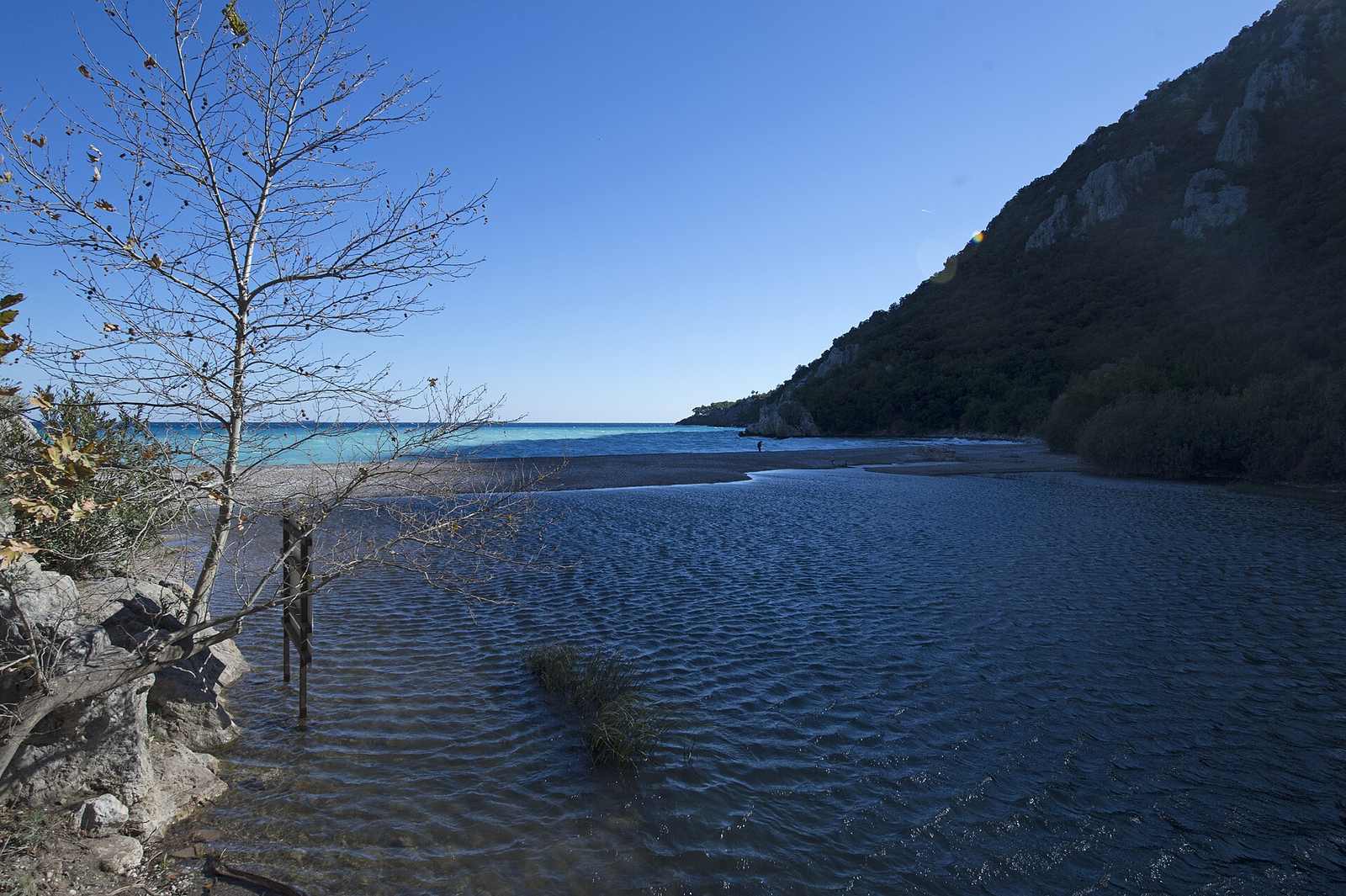 Olympos valley meeting the Mediterranean Sea Olympos river valley opening onto the sea near the ancient city and beach